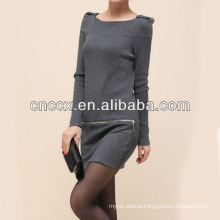 13STC5661 Fashion latest design ladies' crewneck knitting pattern sweater dress